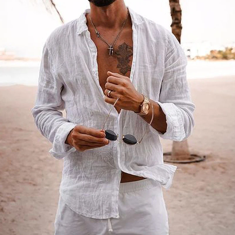 Men Clothing Casual Spring Men Shirts Cotton Linen Solid Beach Cardigan Streetwear Fashion Single Breasted Lapel t Shirts Top
Men Clothing Casual Spring Men Shirts Cotton Linen Solid Beach Cardigan Streetwear Fashion Single Breasted Lapel t Shirts Top