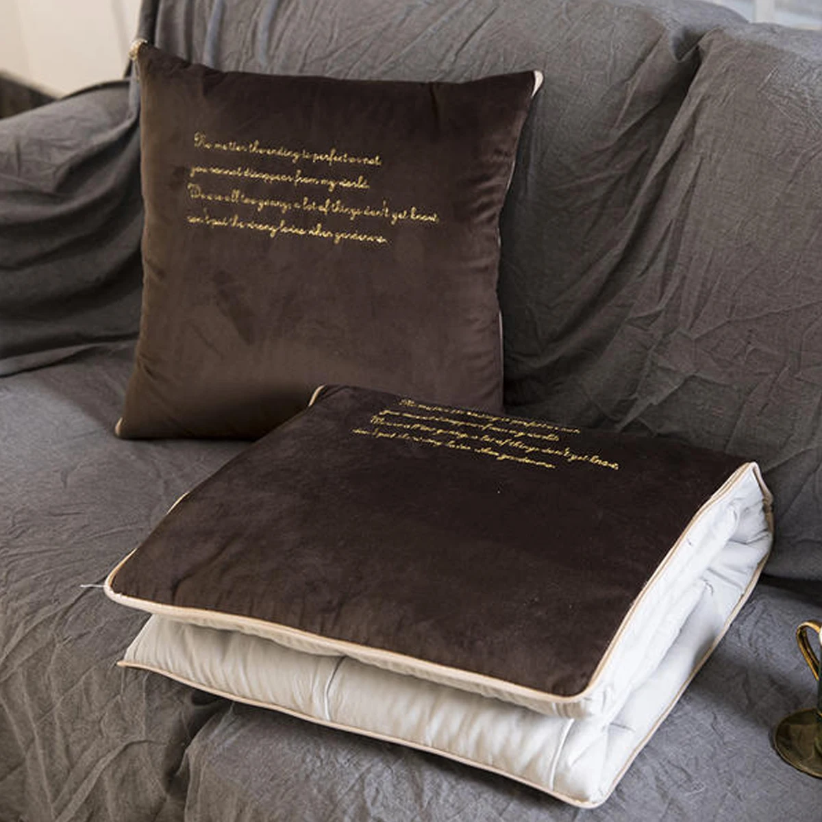 1pc 2-in-1 Short Plush Pillow & Quilt, Car Cushion, Backrest Pad, Universal Style 
1pc 2-in-1 Short Plush Pillow & Quilt, Car Cushion, Backrest Pad, Universal Style