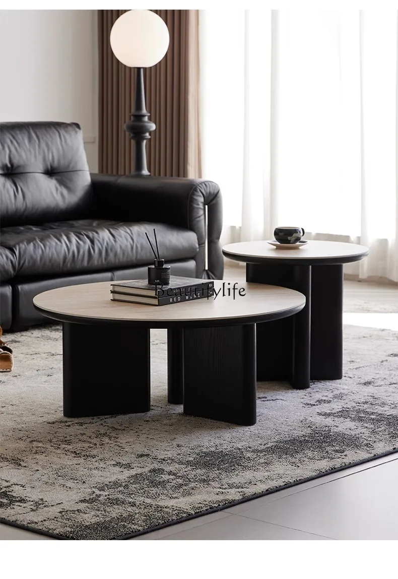 Minimalist living room round coffee table Minimalist light luxury travertine rock slab tea table
Minimalist living room round coffee table Minimalist light luxury travertine rock slab tea table