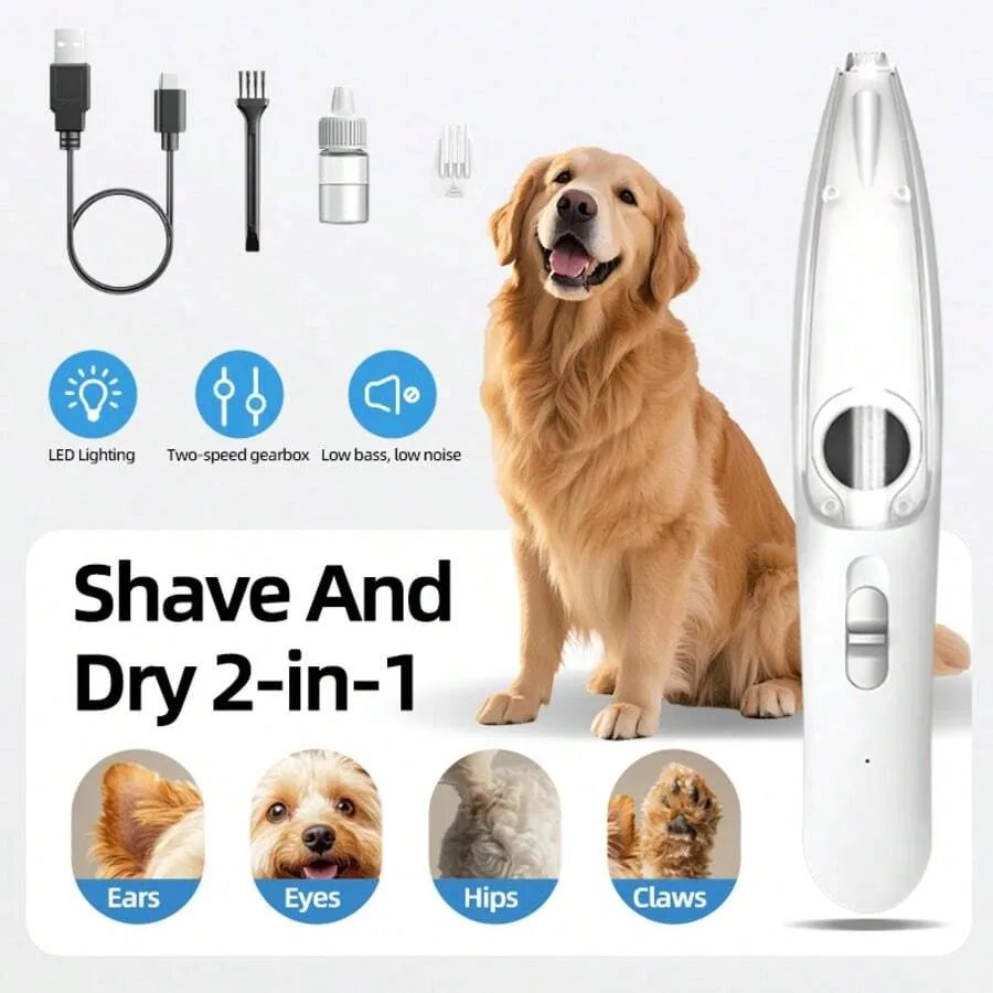【New Arrival】2-in-1 Pet Grooming Trimmer, Shave and Dry Tool with LED Light for Dogs and Cats
【New Arrival】2-in-1 Pet Grooming Trimmer, Shave and Dry Tool with LED Light for Dogs and Cats