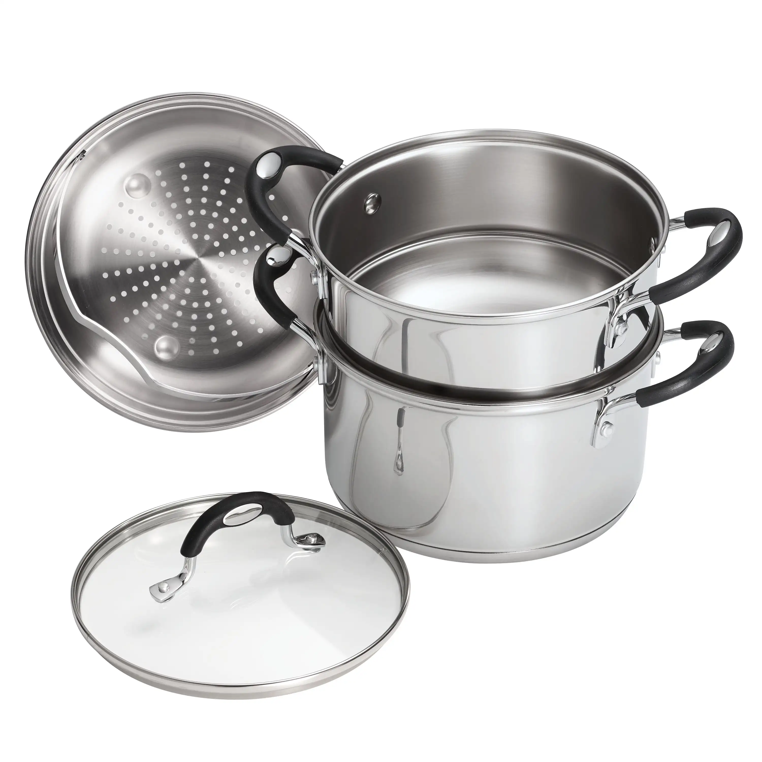 Stainless Steel 3 Quart Steamer with Double Boiler Set 4 Piece Kitchen Cookware
Stainless Steel 3 Quart Steamer with Double Boiler Set 4 Piece Kitchen Cookware