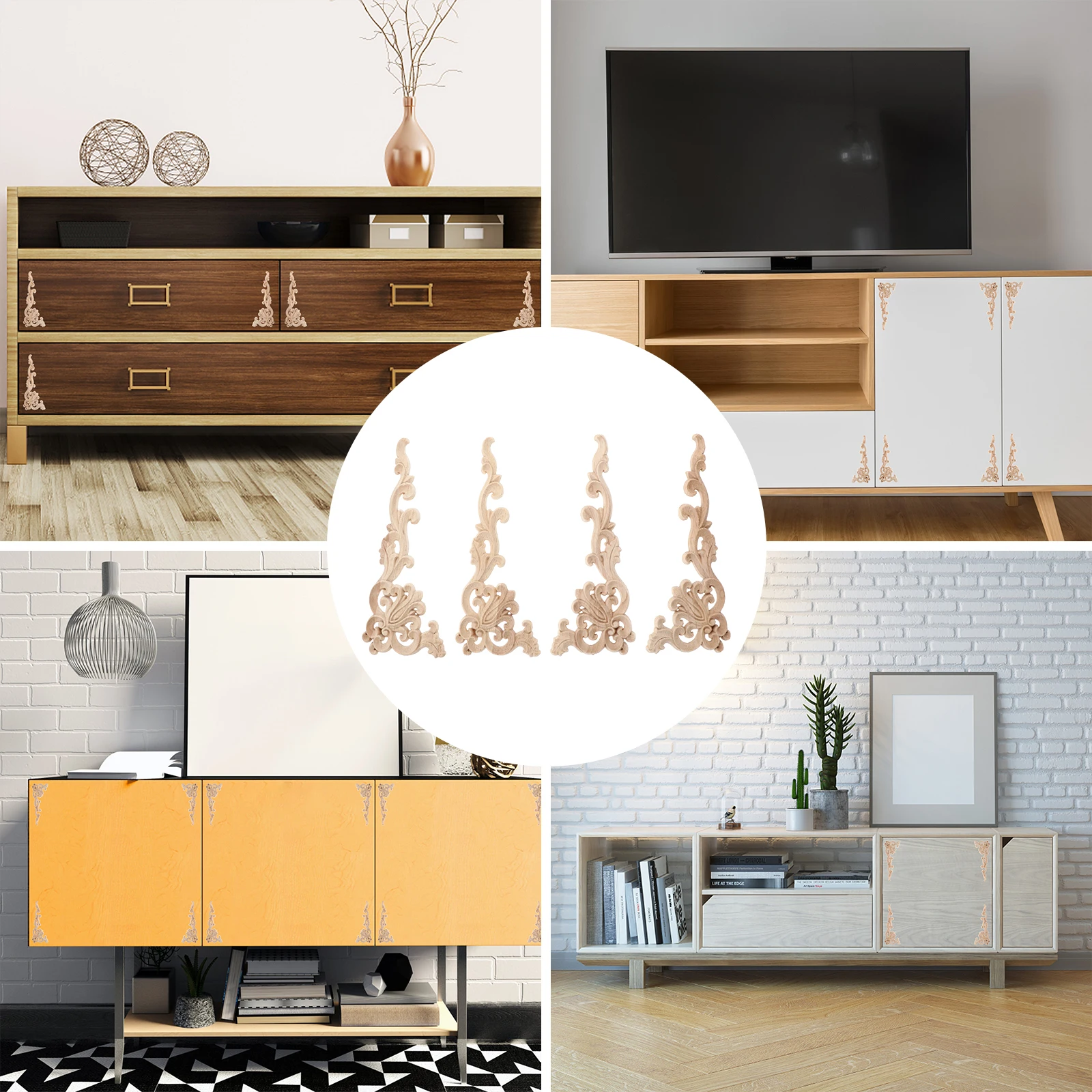 4Pcs Carved Wood Onlay Natural Wooden Applique Unpainted Frame Furniture Door Cabinet Decor Carving Applique Wall Art Decal
4Pcs Carved Wood Onlay Natural Wooden Applique Unpainted Frame Furniture Door Cabinet Decor Carving Applique Wall Art Decal