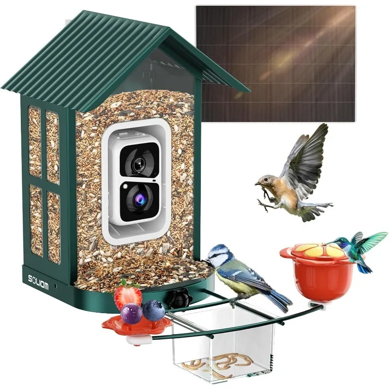 Soliom Bird Feeder with Camera Solar Powered, 2K Live Video, Squirrel Proof Metal Case, Hummingbird & Suet Ball DIY Add on
Soliom Bird Feeder with Camera Solar Powered, 2K Live Video, Squirrel Proof Metal Case, Hummingbird & Suet Ball DIY Add on