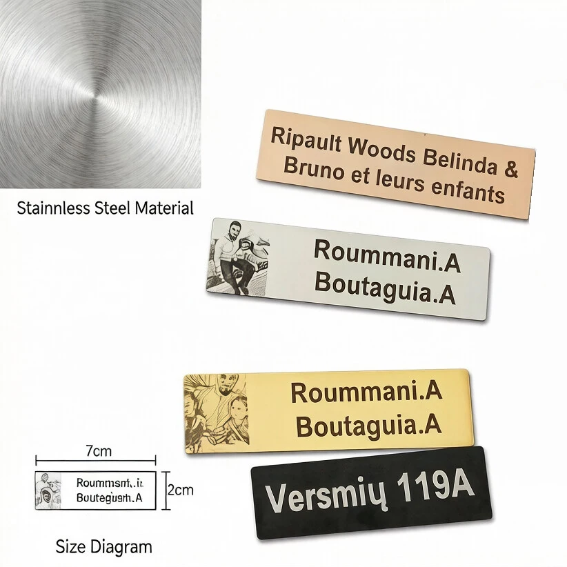 Custom Stainless Steel ID Tag 70x20mm Engraved Photo Personalized Door Nameplate Home Address Sign for Indoor Outdoor Use Gift
Custom Stainless Steel ID Tag 70x20mm Engraved Photo Personalized Door Nameplate Home Address Sign for Indoor Outdoor Use Gift