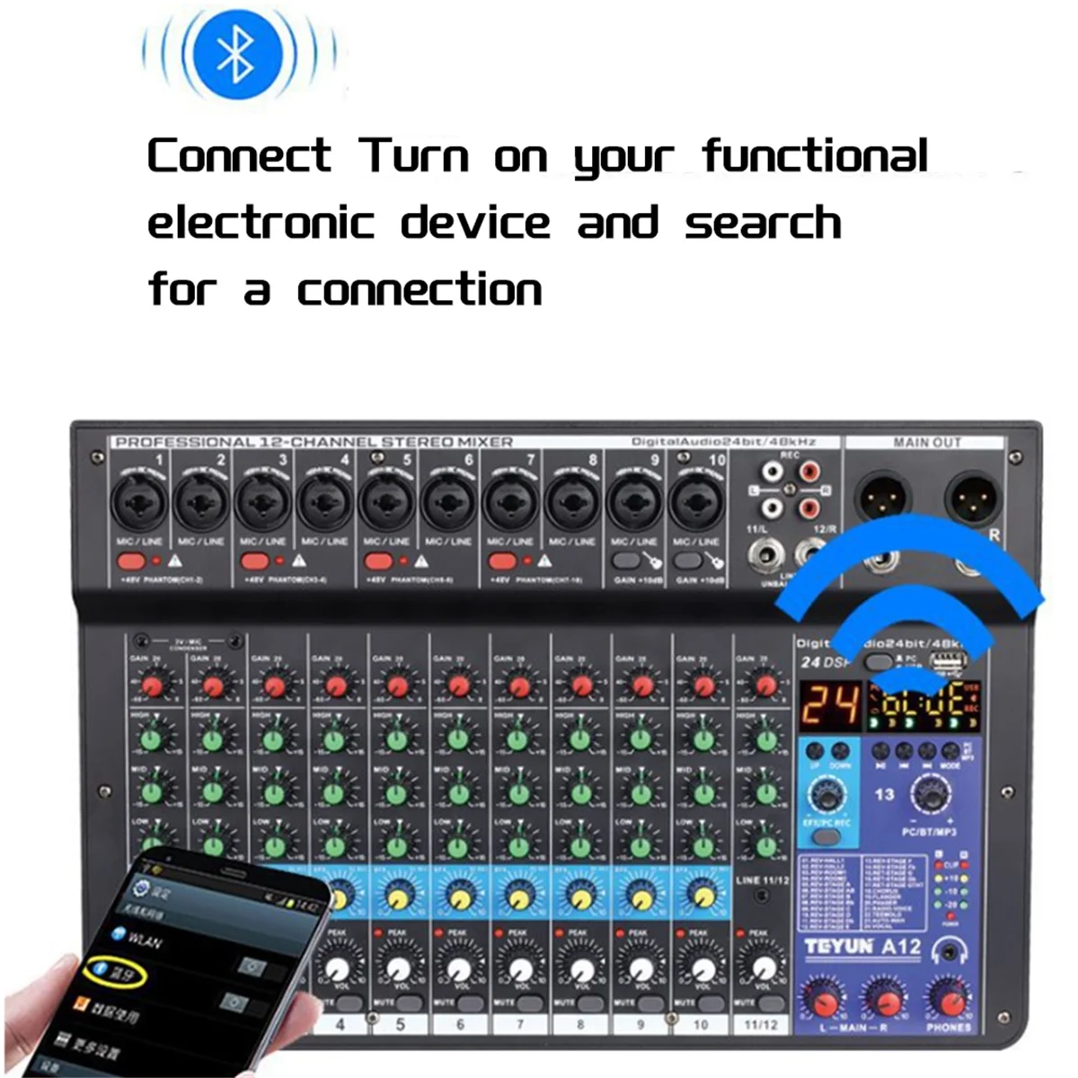 AZZ-12 Channels Professional Portable Audio Interface Sound Card Console USB MIXER for Guitar Recording Studio EU Plug
AZZ-12 Channels Professional Portable Audio Interface Sound Card Console USB MIXER for Guitar Recording Studio EU Plug