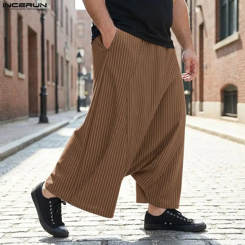 INCERUN Men Striped Pants Elastic Waist Joggers Loose Drop-crotch Trousers Men Streetwear 2026 Pockets Fashion Wide Leg Pants
INCERUN Men Striped Pants Elastic Waist Joggers Loose Drop-crotch Trousers Men Streetwear 2026 Pockets Fashion Wide Leg Pants