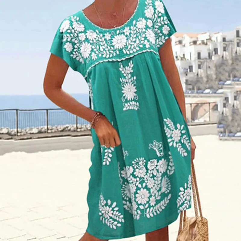 Women's New Summer Dress Printed Multicolor Ethnic Style Round Neck Raglan Short Sleeve Dress Plus Size
Women's New Summer Dress Printed Multicolor Ethnic Style Round Neck Raglan Short Sleeve Dress Plus Size