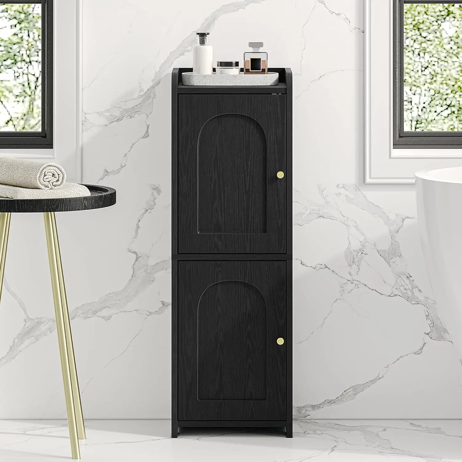 Narrow Bathroom Storage Cabinet with 2 Doors and Adjustable Shelf, Small Corner Floor Cabinet for Toilet Paper and Organizer
Narrow Bathroom Storage Cabinet with 2 Doors and Adjustable Shelf, Small Corner Floor Cabinet for Toilet Paper and Organizer