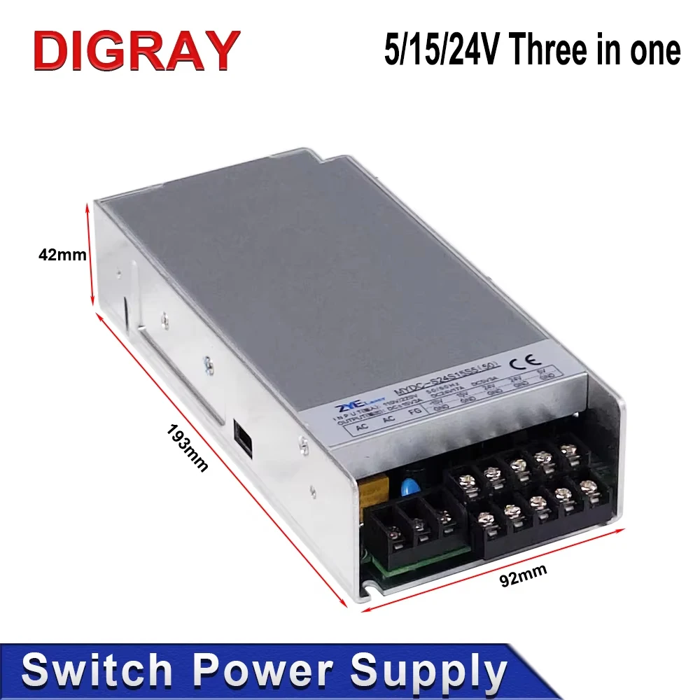 DIGRAY Three-in-one 500W Adjustable Power Supply, Input 110V/220V, Output 24V 17A 15V 3A 5V 3A , Suitable For Laser Machines
DIGRAY Three-in-one 500W Adjustable Power Supply, Input 110V/220V, Output 24V 17A 15V 3A 5V 3A , Suitable For Laser Machines