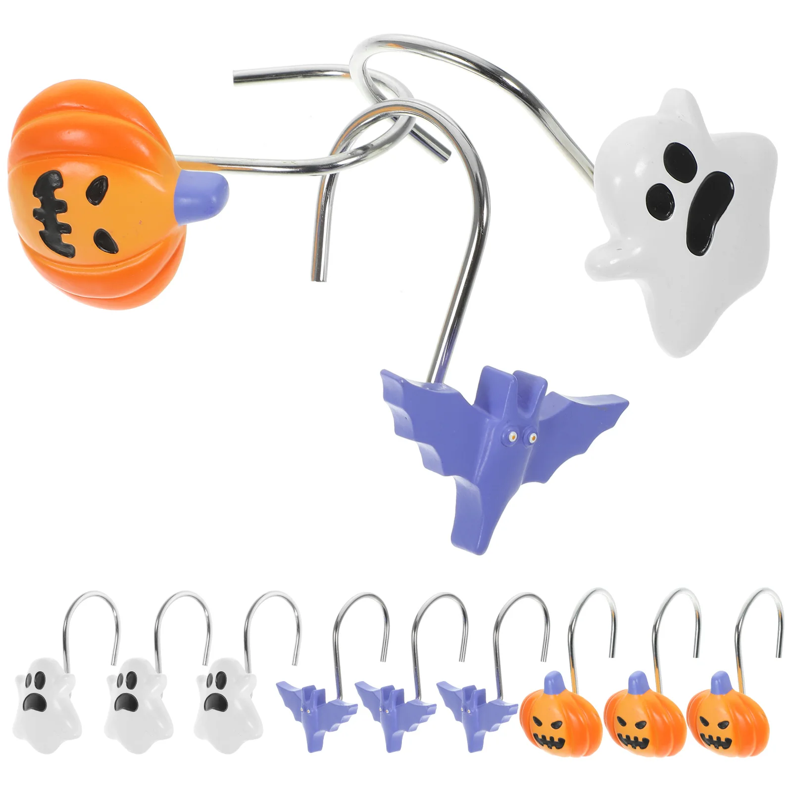 12Pcs Halloween Shower Curtain Hooks Bat Pumpkin Ghost Design Safe Reliable Home Bath Accessory Shower Curtain Hook
12Pcs Halloween Shower Curtain Hooks Bat Pumpkin Ghost Design Safe Reliable Home Bath Accessory Shower Curtain Hook