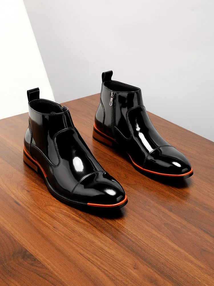 Mens Versatile Three Joint Side Zipper Genuine Leather Mid Top Pointed Toe Advanced Glossy Fashion Boots
Mens Versatile Three Joint Side Zipper Genuine Leather Mid Top Pointed Toe Advanced Glossy Fashion Boots
