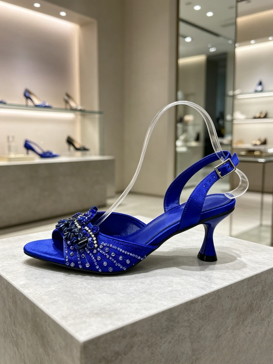 Royal Blue Mesh 3D Sapphire Crystal Flower Pointed Slingback Kitten Heels, Elegant Runway Evening High Heels for Mature Wedding
Royal Blue Mesh 3D Sapphire Crystal Flower Pointed Slingback Kitten Heels, Elegant Runway Evening High Heels for Mature Wedding