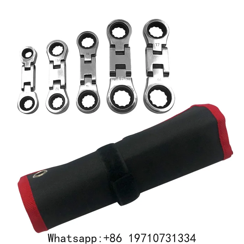 5-Piece stubby Flex-Head ratcheting wrench set metric combination 72-Teeth, with Rolling Pouch 8m10m12m13m14m15m16m17m18m19m
5-Piece stubby Flex-Head ratcheting wrench set metric combination 72-Teeth, with Rolling Pouch 8m10m12m13m14m15m16m17m18m19m