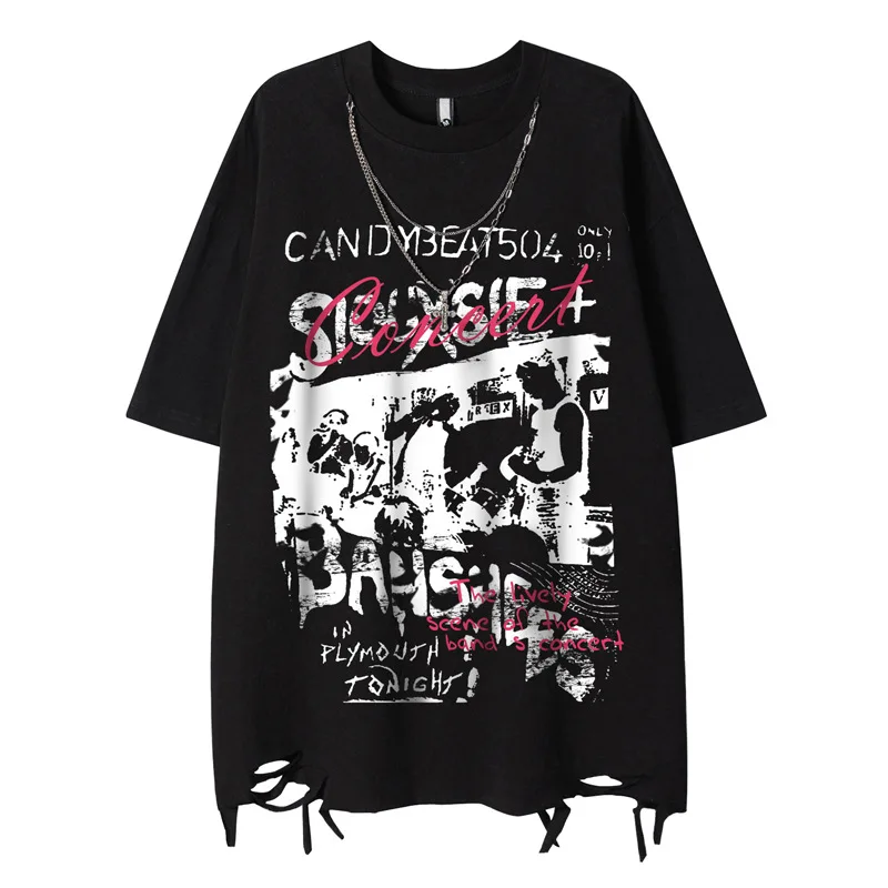 Men's Fashion Graffiti T Shirts High Street Oversized Hip Hop Tees With Necklace Destroyed Painted Tshirt Short Sleeve Tops
Men's Fashion Graffiti T Shirts High Street Oversized Hip Hop Tees With Necklace Destroyed Painted Tshirt Short Sleeve Tops