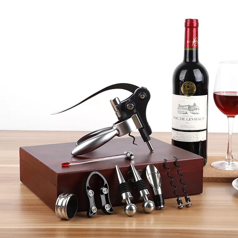 Deluxe 9pcs Red Wine Bottle Opener Vertical Lever Corkscrew Wooden Box Set for Hotel Restaurant
Deluxe 9pcs Red Wine Bottle Opener Vertical Lever Corkscrew Wooden Box Set for Hotel Restaurant