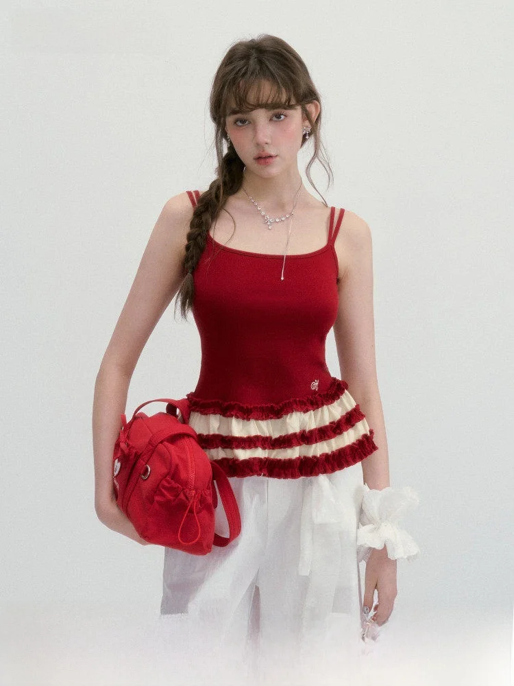 Guukahero American Style Short Crop Top Women Summer Lace Hem Spicy Girl Red Strap Vest Slim Fit Cotton U-Neckline Casual Wear
Guukahero American Style Short Crop Top Women Summer Lace Hem Spicy Girl Red Strap Vest Slim Fit Cotton U-Neckline Casual Wear