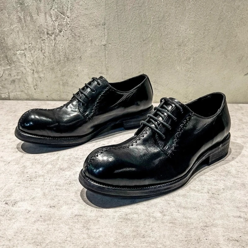 Fashion Washed Horseskin Men's Casual Leather Shoes Genuine Leather Handmade Retro Business Comfortable Work Derby Shoes Male
Fashion Washed Horseskin Men's Casual Leather Shoes Genuine Leather Handmade Retro Business Comfortable Work Derby Shoes Male