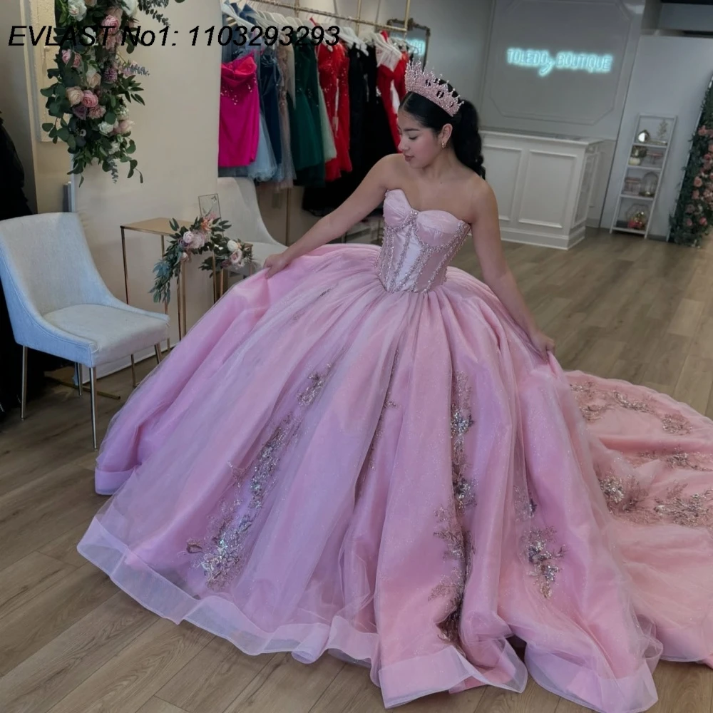 EVLAST Customized Luxury 2025 Pink Ball Gown Quinceanera Dress Lace Applique Beading Bow Sweet 16 Vestidos De 15 Anos E1Q668
EVLAST Customized Luxury 2025 Pink Ball Gown Quinceanera Dress Lace Applique Beading Bow Sweet 16 Vestidos De 15 Anos E1Q668