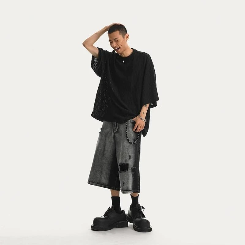 Men's Loose Straight Leg Denim Shorts for Summer High Street American Style Ripped Trendy Comfortable Fashion Outdoor Wear
Men's Loose Straight Leg Denim Shorts for Summer High Street American Style Ripped Trendy Comfortable Fashion Outdoor Wear