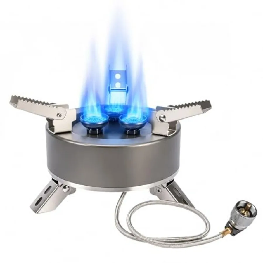 Portable Camping Stove: Outdoor gas stove, stainless steel, black, 5800W foldable design with push-button ignition, includes 1
Portable Camping Stove: Outdoor gas stove, stainless steel, black, 5800W foldable design with push-button ignition, includes 1