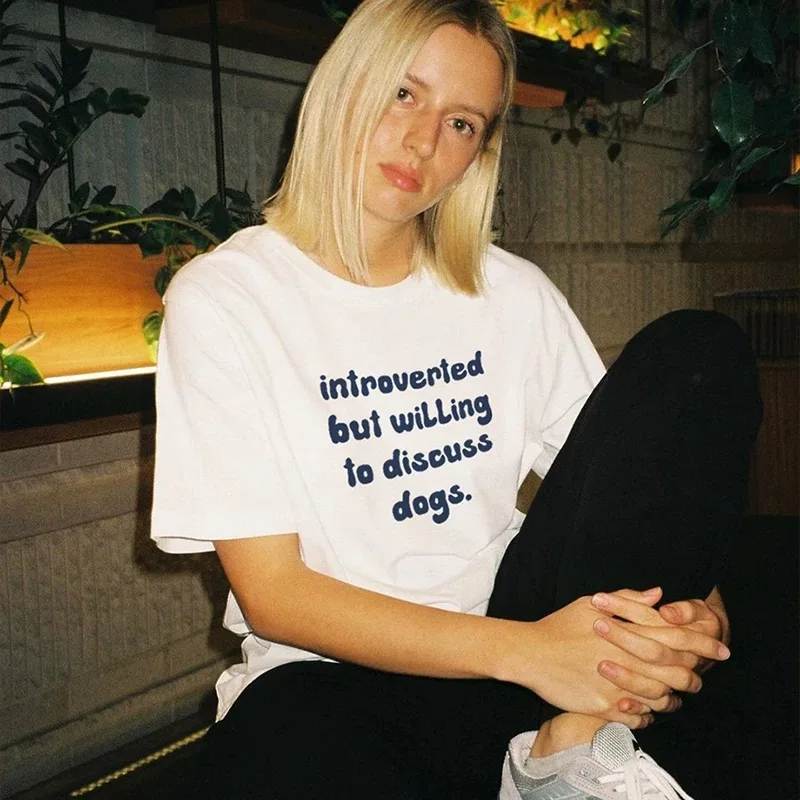 Introverted But Willing To Discuss Dogs Funny Letters Printed Loose Cotton T Shirt Unisex Summer Short Sleeve Crewneck Tops Tees
Introverted But Willing To Discuss Dogs Funny Letters Printed Loose Cotton T Shirt Unisex Summer Short Sleeve Crewneck Tops Tees