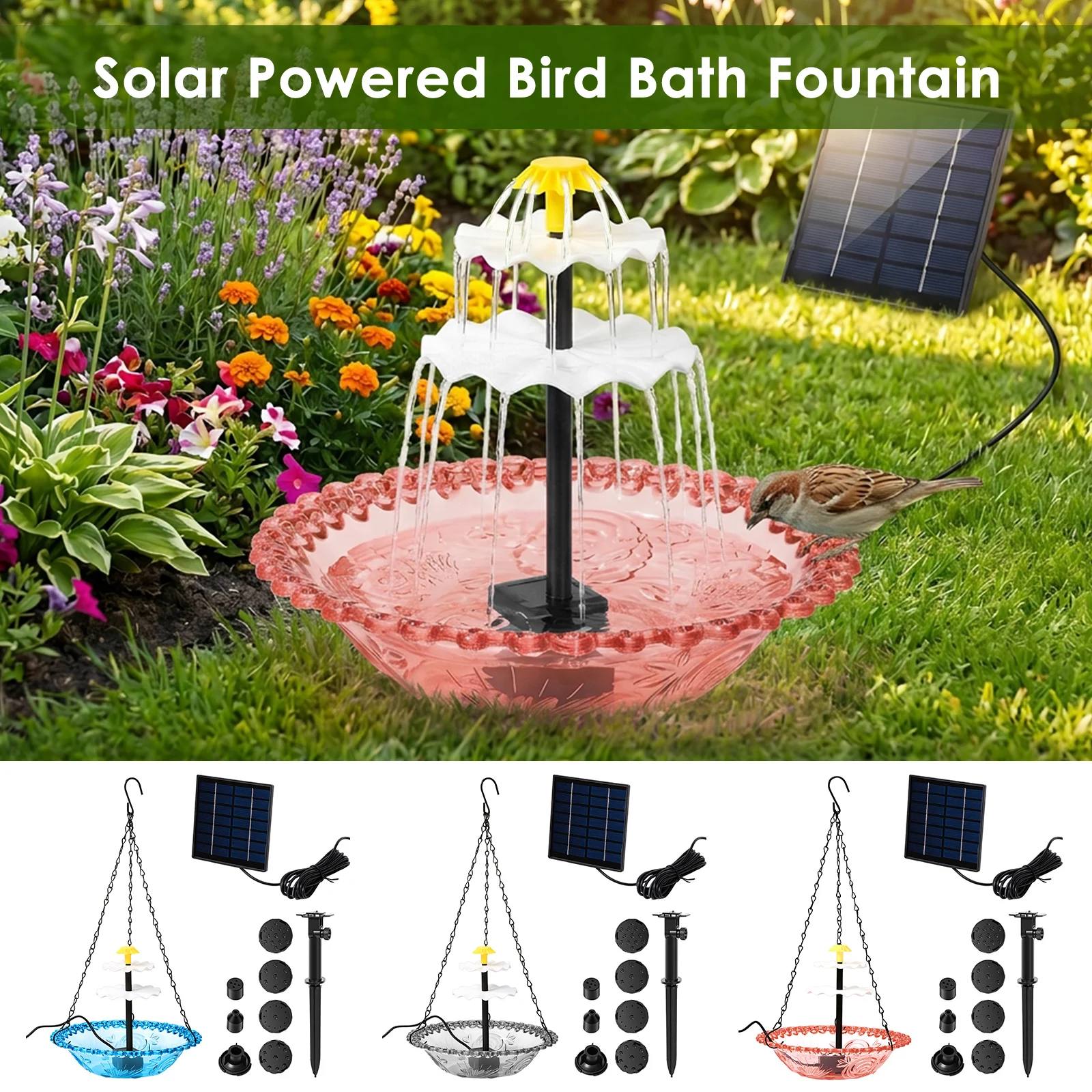 Hanging Solar-powered Bird Bath Outdoor Hummingbird Bathing Basin Cascade Birdbath for Outdoor Garden Backyard Patio Lawn
Hanging Solar-powered Bird Bath Outdoor Hummingbird Bathing Basin Cascade Birdbath for Outdoor Garden Backyard Patio Lawn