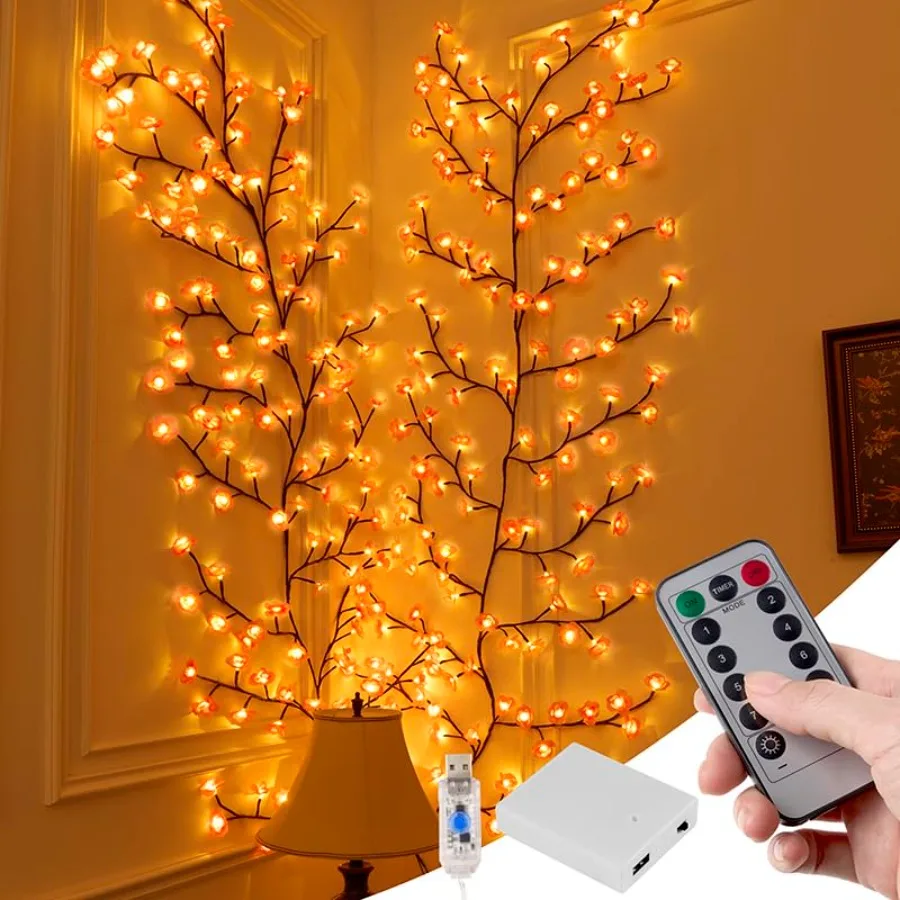 2Pcs Cherry Blossom Vine Lights for Wall 7.5FT 144 LED Pink Flower Light with Remote USB or Battery Powered 8 Lighting Modes Fl
2Pcs Cherry Blossom Vine Lights for Wall 7.5FT 144 LED Pink Flower Light with Remote USB or Battery Powered 8 Lighting Modes Fl