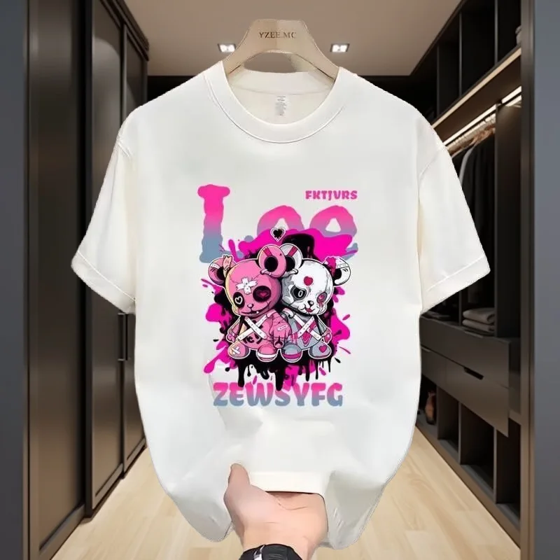 Men's summer fashion brand trend cartoon printed short sleeve 100% cotton loose round neck casual top street Harajuku
Men's summer fashion brand trend cartoon printed short sleeve 100% cotton loose round neck casual top street Harajuku