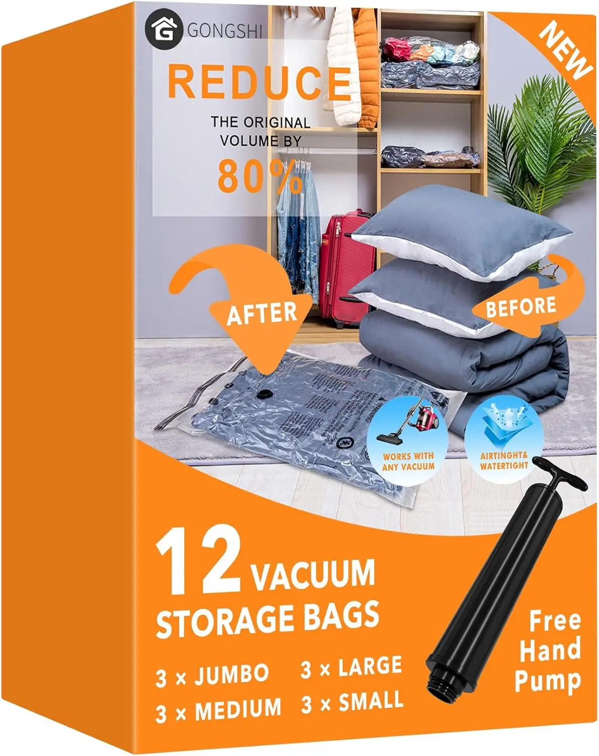 Vacuum Storage Bags, Space Saver Seal Bags for Clothing, Travel Luggage, Blankets, Comforters, Pillows, 12 Combo
Vacuum Storage Bags, Space Saver Seal Bags for Clothing, Travel Luggage, Blankets, Comforters, Pillows, 12 Combo