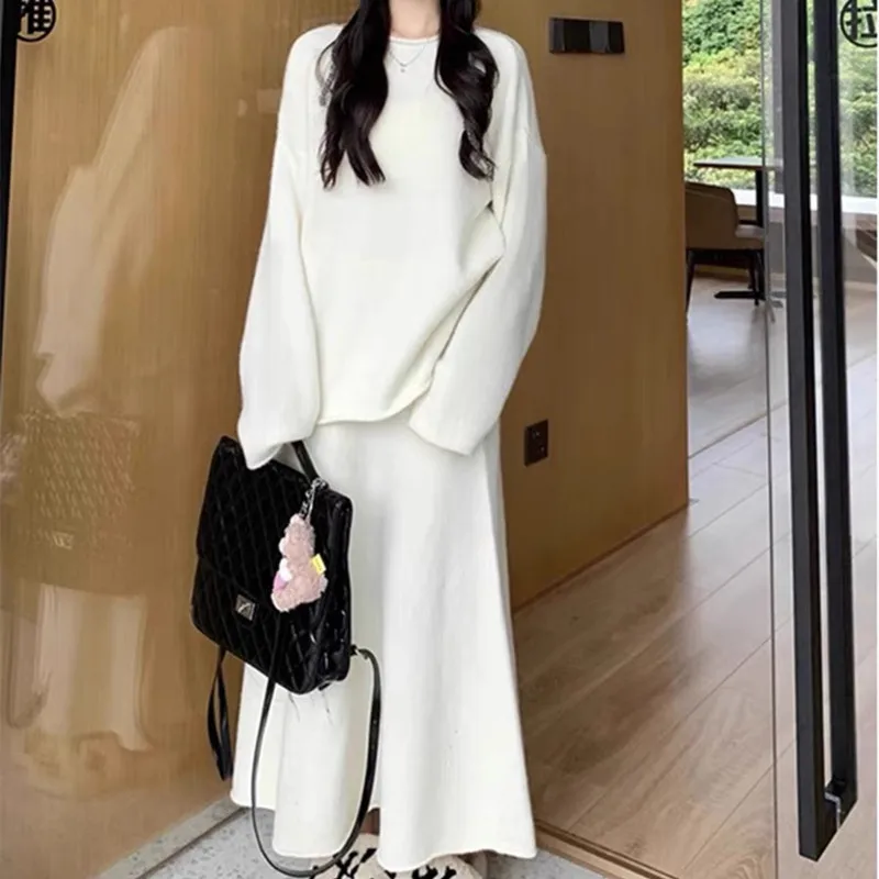 long sleeve sweater+elastic waist Maxi skirt 2-piece set Koreancasual loose knit suit women's autumn winter suit New Slash neck
long sleeve sweater+elastic waist Maxi skirt 2-piece set Koreancasual loose knit suit women's autumn winter suit New Slash neck
