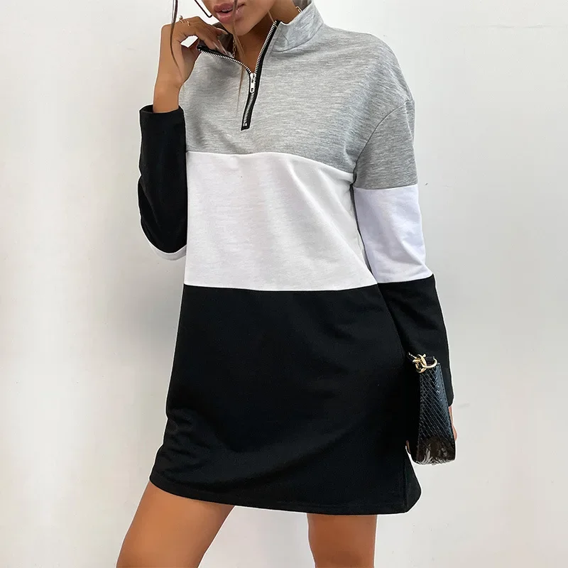 2023 Autumn New European and American Fashion Women's Cross-border Long Sleeve Color Match Hoodie Dress
2023 Autumn New European and American Fashion Women's Cross-border Long Sleeve Color Match Hoodie Dress