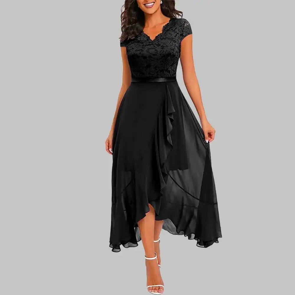 Women Evening Party Dress Summer Elegant Fashion Sleeveless Lace Spliced Chiffon Ruffled Irregular Hem Cocktail Long Dresses
Women Evening Party Dress Summer Elegant Fashion Sleeveless Lace Spliced Chiffon Ruffled Irregular Hem Cocktail Long Dresses