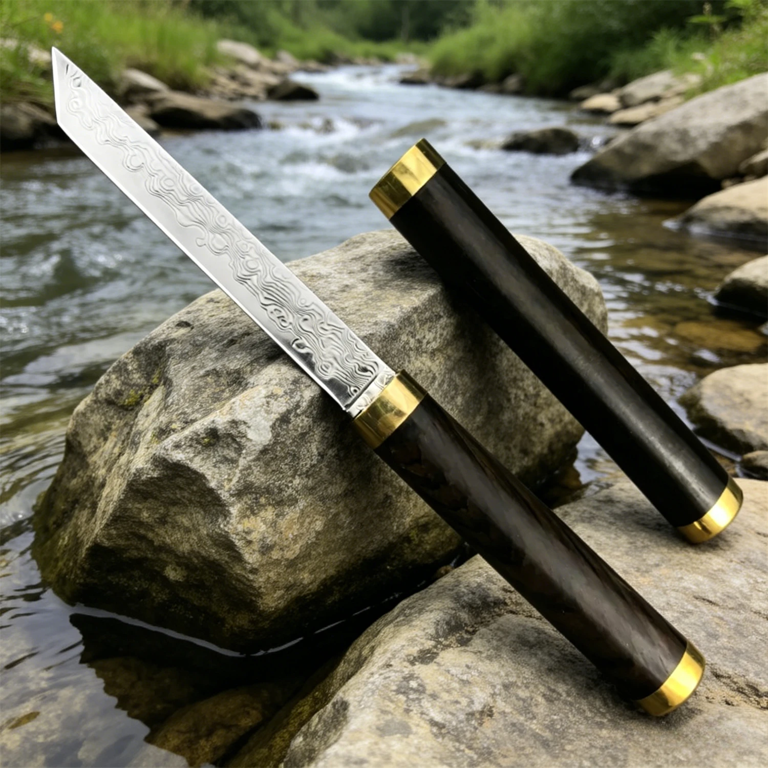 Mini Katana Style Pocket Fixed Blade Knife, High-Quality Damascus Steel Blade, Exquisite Ebony Brass Integrated Handle
Mini Katana Style Pocket Fixed Blade Knife, High-Quality Damascus Steel Blade, Exquisite Ebony Brass Integrated Handle