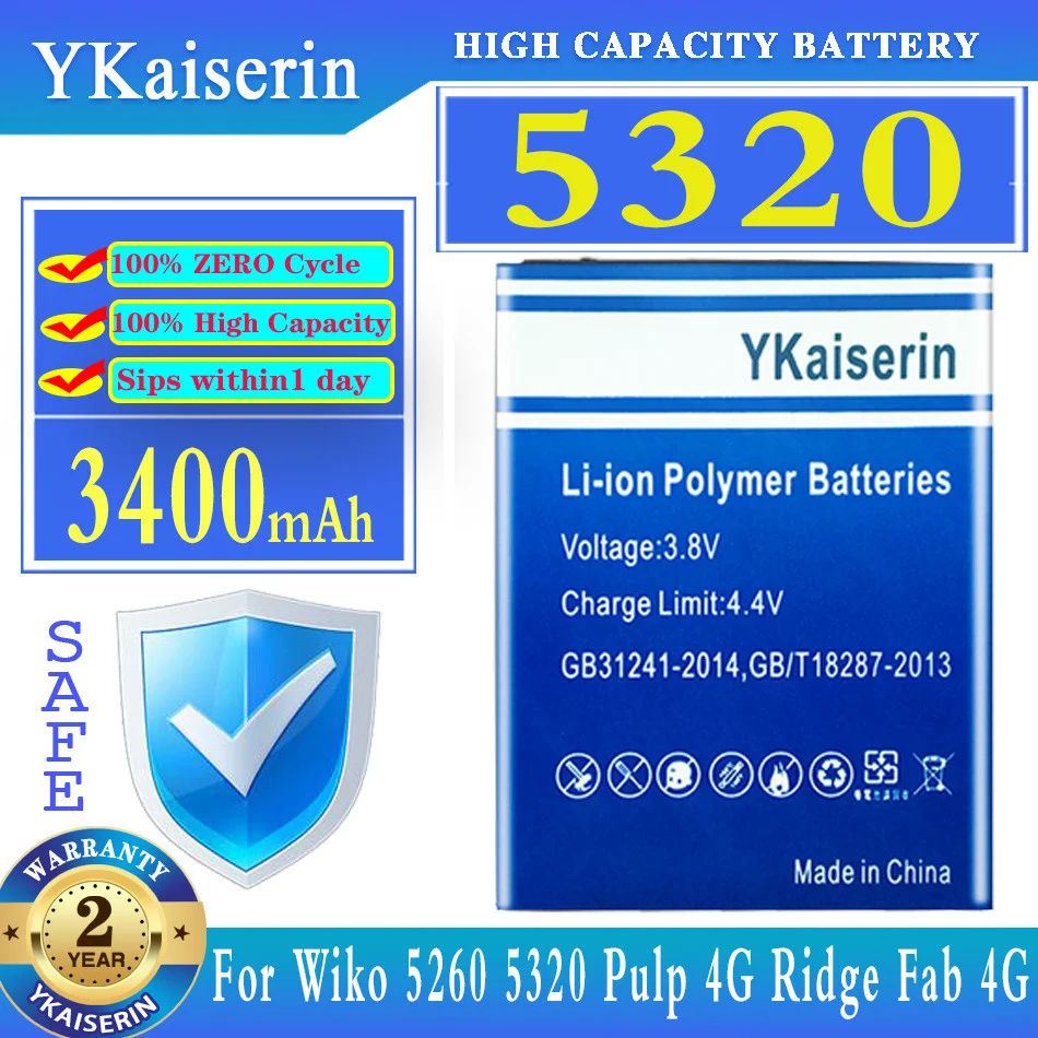 Сменный аккумулятор ykaisin 3400 мАч для телефона Wiko 5260 5320 Ridge Pulp/Fab 4G Moile
Сменный аккумулятор ykaisin 3400 мАч для телефона Wiko 5260 5320 Ridge Pulp/Fab 4G Moile