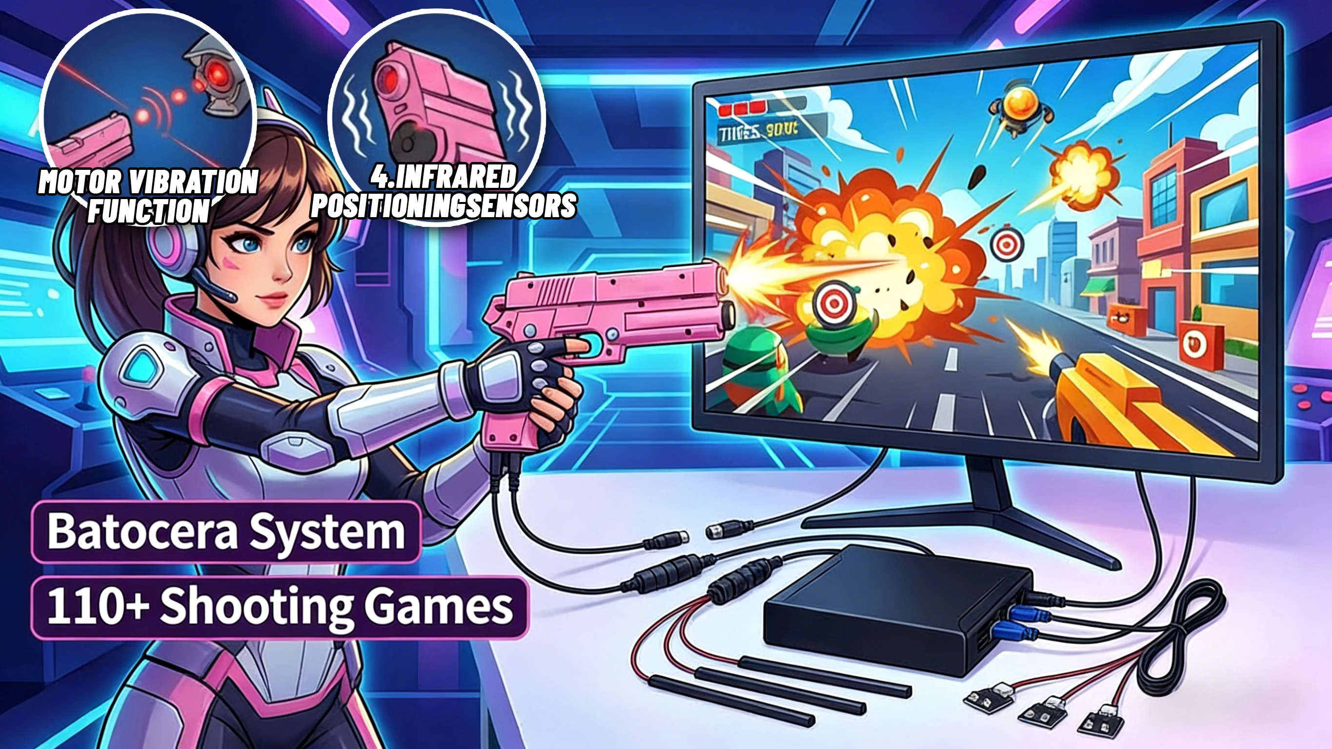 Strong recoil Time Crisis 3 Somatosensory Light Gun with MINI Game Box Set Built-in multiple classic light gun games
Strong recoil Time Crisis 3 Somatosensory Light Gun with MINI Game Box Set Built-in multiple classic light gun games