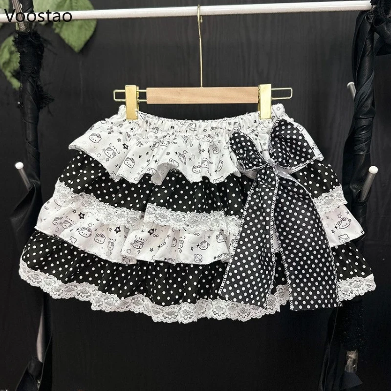 Japanese Kawaii Lolita Style Y2k Mini Skirt Women Sweet Bow Cartoon Print Ruffles Cake Skirt Girls Cute Punk Skirt Faldas Mujer
Japanese Kawaii Lolita Style Y2k Mini Skirt Women Sweet Bow Cartoon Print Ruffles Cake Skirt Girls Cute Punk Skirt Faldas Mujer