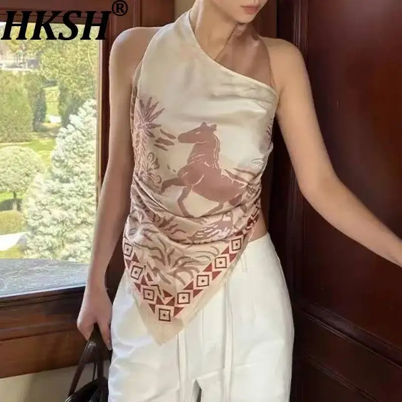 HKSH Women Sexy Vest Asymmetric Printed Halter Neck Backless Pleated Irregular Hem Vacation Fashion Chic Tank Top Summer HK22012
HKSH Women Sexy Vest Asymmetric Printed Halter Neck Backless Pleated Irregular Hem Vacation Fashion Chic Tank Top Summer HK22012