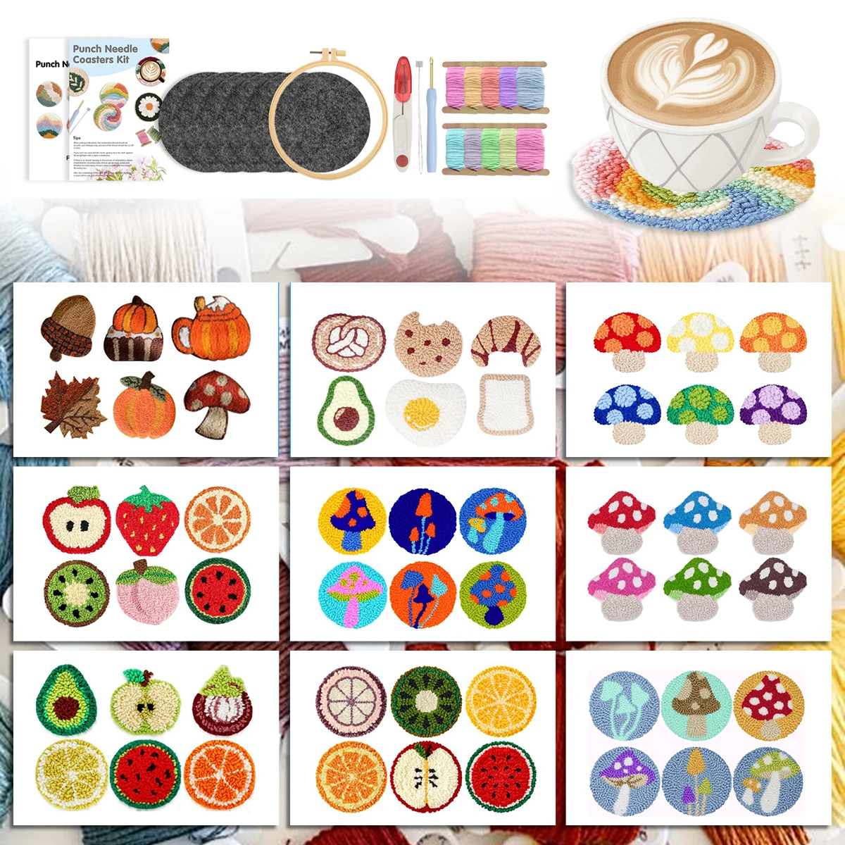 GATYZTORY Punch Needle Diy Coaster Cartoon patterned food coaster 6pcs Embroidery Hoop Cross Stitch Embroidery Kit Home Decor
GATYZTORY Punch Needle Diy Coaster Cartoon patterned food coaster 6pcs Embroidery Hoop Cross Stitch Embroidery Kit Home Decor