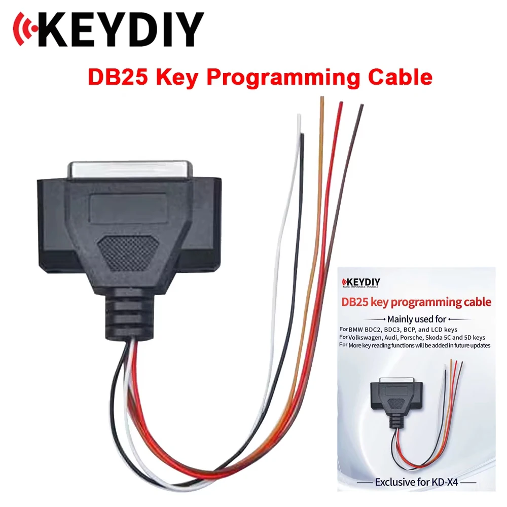 Кабель для программирования ключей KEYDIY DB25, эксклюзивно для KD-X4, для ключей BMW BDC2, BDC3, BCP, LCD, а также для ключей VW, Audi, Porsche, Skoda 5C, 5D.
Кабель для программирования ключей KEYDIY DB25, эксклюзивно для KD-X4, для ключей BMW BDC2, BDC3, BCP, LCD, а также для ключей VW, Audi, Porsche, Skoda 5C, 5D.