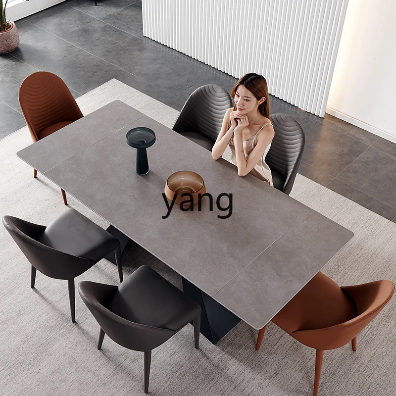 LMM Italian minimalist rock slab dining table retractable rectangular simple light luxury dining table
LMM Italian minimalist rock slab dining table retractable rectangular simple light luxury dining table