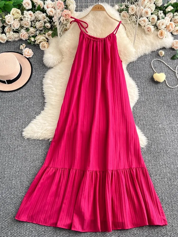 2025 Summer Spaghetti Strap Dress Vacation style Sleeveless Sexy Backless Loose Ruffle Long Dress Women Beach Sundress Dresses
2025 Summer Spaghetti Strap Dress Vacation style Sleeveless Sexy Backless Loose Ruffle Long Dress Women Beach Sundress Dresses
