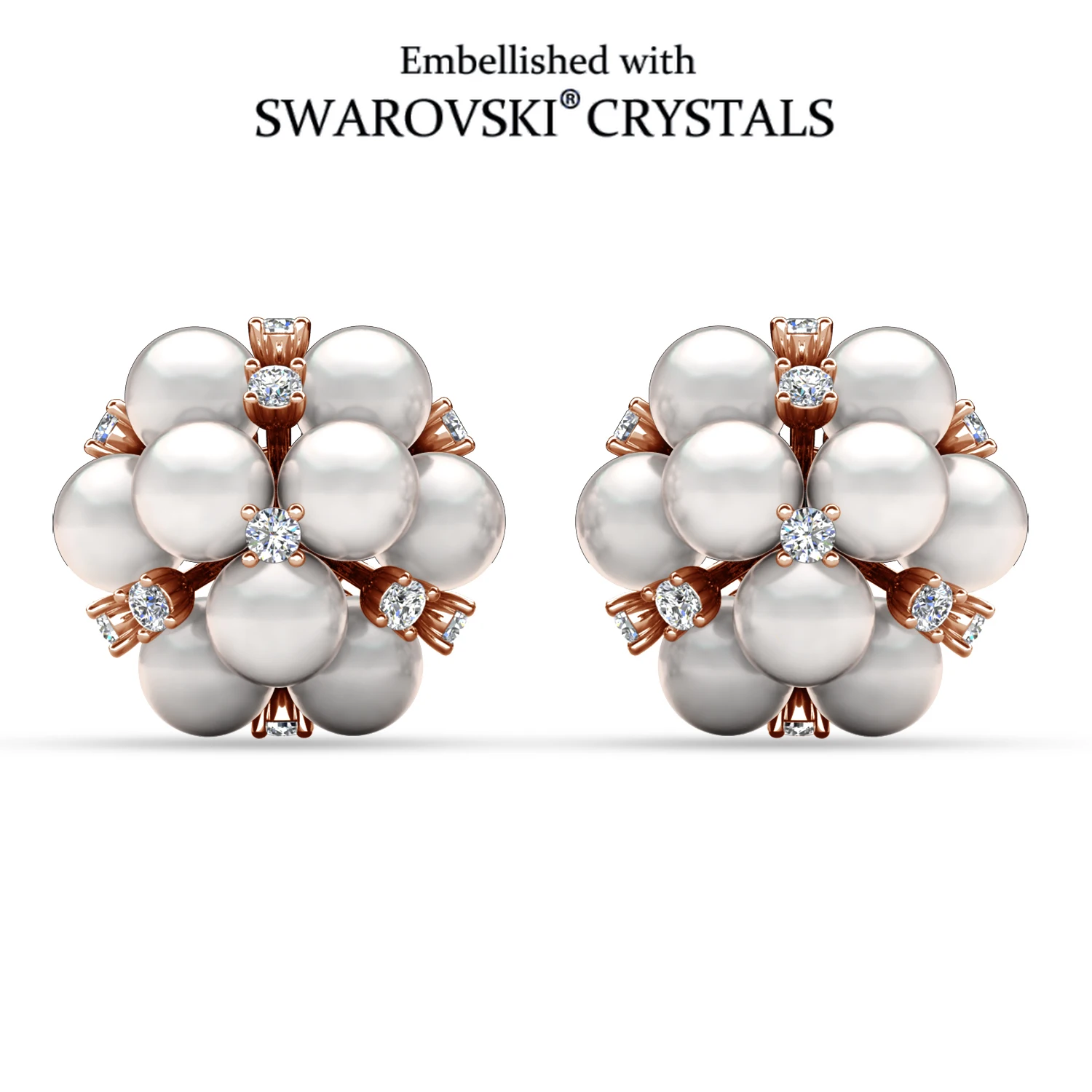 Cluster Pearl Drop Stud Earrings Embellished with Swarovski Crystals Copper Rose Gold Plated Women Jewelry Bridal Gift
Cluster Pearl Drop Stud Earrings Embellished with Swarovski Crystals Copper Rose Gold Plated Women Jewelry Bridal Gift