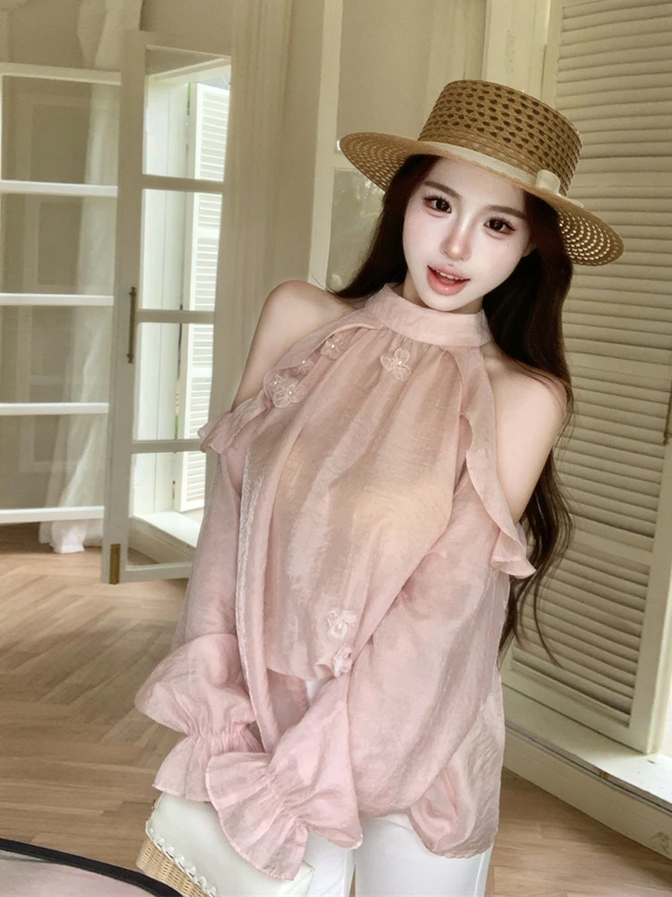 Elegant round Neck Shoulder Bared Long Sleeve Chiffon Shirt Loose Fit Versatile Slimming Top for Women Spring Summer Autumn
Elegant round Neck Shoulder Bared Long Sleeve Chiffon Shirt Loose Fit Versatile Slimming Top for Women Spring Summer Autumn