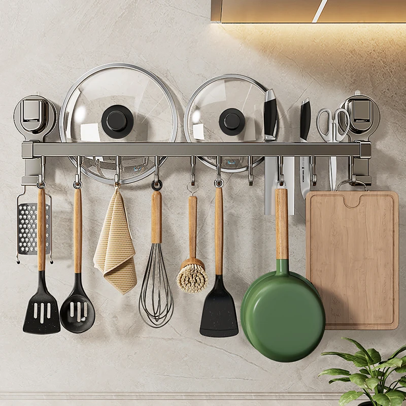 Suction cup kitchen hook non-punching hanging rod knife holder spatula spoon, knife, multi-functional storage, wall-mounted rack
Suction cup kitchen hook non-punching hanging rod knife holder spatula spoon, knife, multi-functional storage, wall-mounted rack