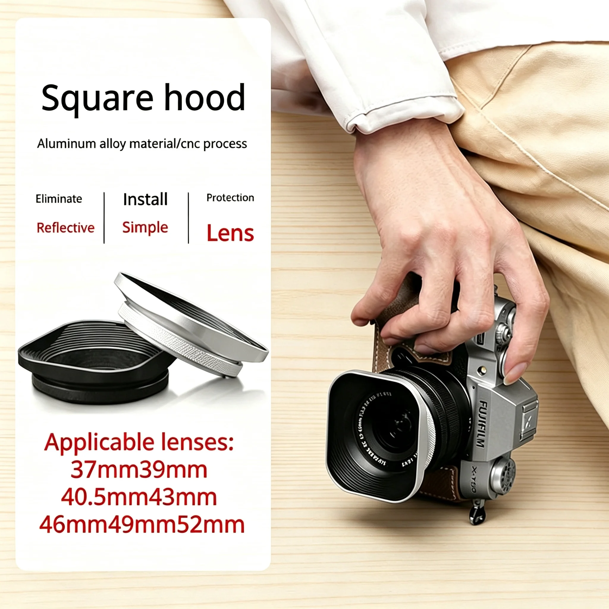 Square Metal Lens Hood for 37mm 39mm 40.5mm 43mm 46mm 49mm 52mm - Aluminum Alloy Sun Shade with Filter Thread for Canon Nikon So
Square Metal Lens Hood for 37mm 39mm 40.5mm 43mm 46mm 49mm 52mm - Aluminum Alloy Sun Shade with Filter Thread for Canon Nikon So