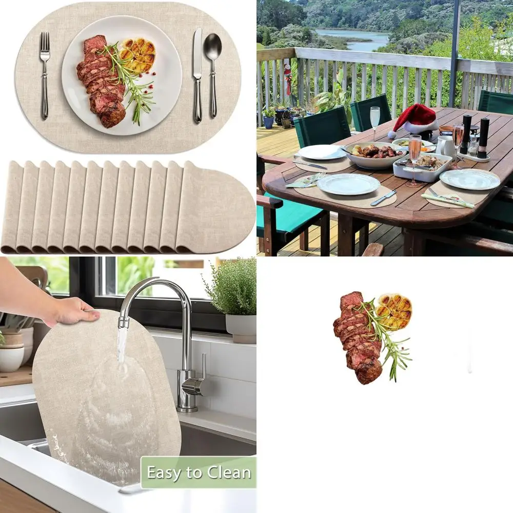 Набор из 12 моющихся, термостойких овальных подставок под тарелки из искусственной кожи — нескользящие, водонепроницаемые, для использования в помещении и на улице, бежевые
Набор из 12 моющихся, термостойких овальных подставок под тарелки из искусственной кожи — нескользящие, водонепроницаемые, для использования в помещении и на улице, бежевые