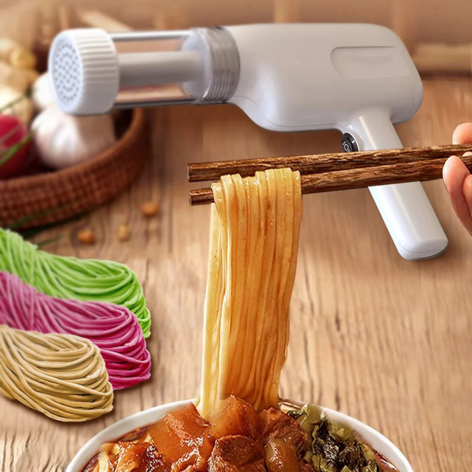 Kitchen Household Cordless Pasta Maker 5 Pasta Shapes, Handheld Noodle Machine Smart Dough Press Rolling Small Food
Kitchen Household Cordless Pasta Maker 5 Pasta Shapes, Handheld Noodle Machine Smart Dough Press Rolling Small Food