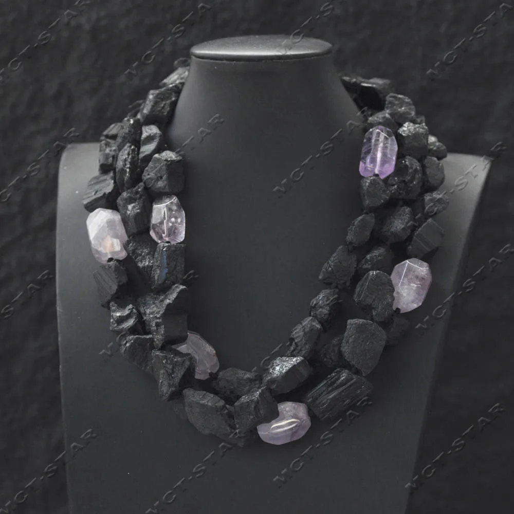 Z14534 3Row 18'' 25mm Black Baroque Tourmaline Amethyst Raw Stone Necklace Magnet
Z14534 3Row 18'' 25mm Black Baroque Tourmaline Amethyst Raw Stone Necklace Magnet