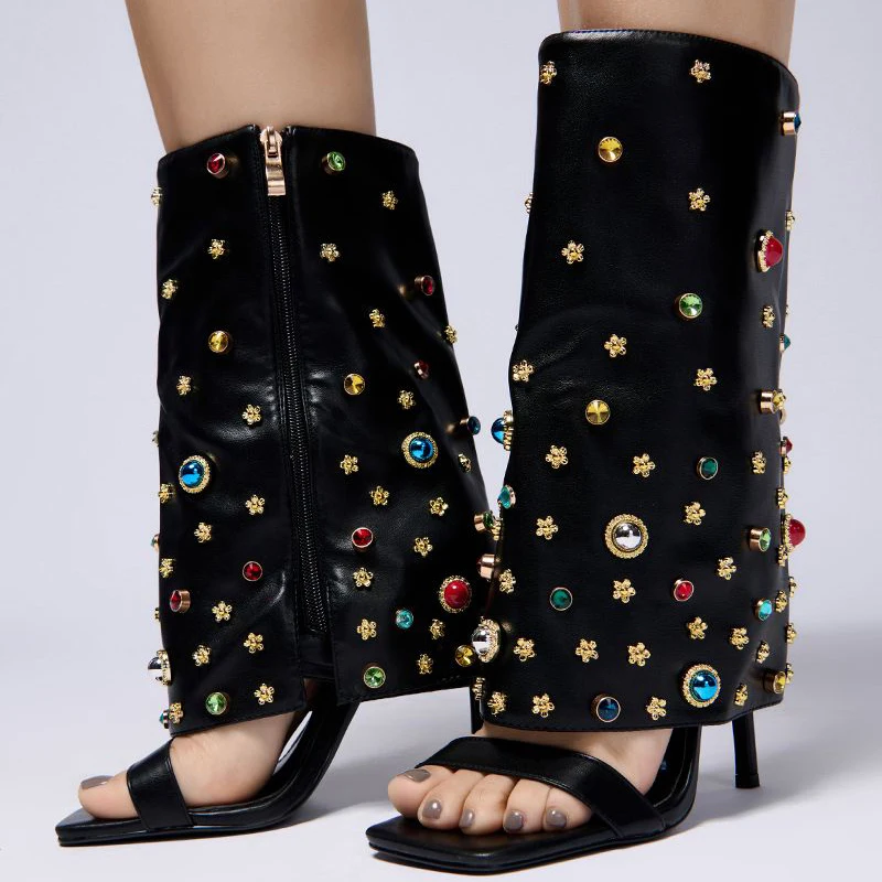 Women's Colorful Diamonds Overlay Summer Short Boots Single Band Side Zipper Ankle Boots Thin High Heels Sandals Shoes
Women's Colorful Diamonds Overlay Summer Short Boots Single Band Side Zipper Ankle Boots Thin High Heels Sandals Shoes