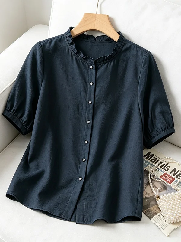 plus Size Women's Summer 2026 Korean Style Retro Shirt Collar Short Sleeve Versatile Elegant Slimming Top Wood Grain Design
plus Size Women's Summer 2026 Korean Style Retro Shirt Collar Short Sleeve Versatile Elegant Slimming Top Wood Grain Design